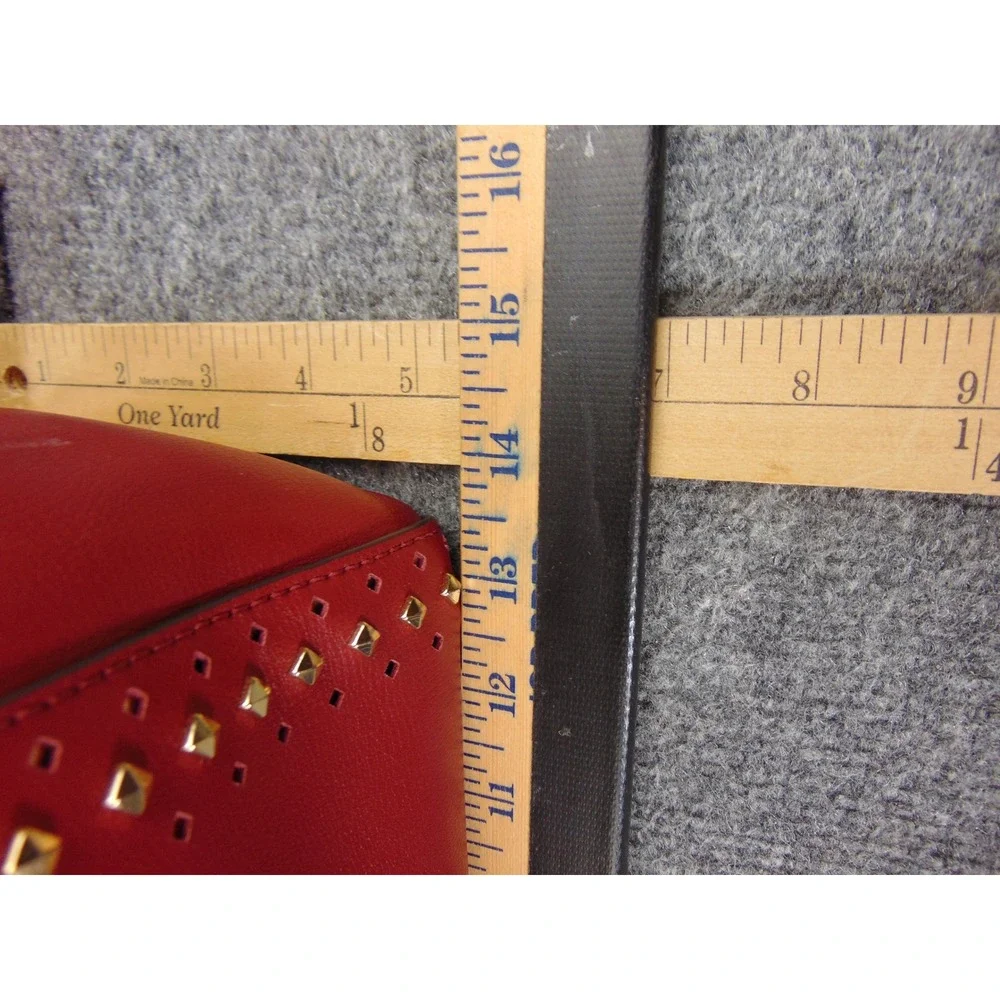 Michael Kors Large Tote Red Leather Gold Studded Chain Shoulder Bag 35H7GE0T3L